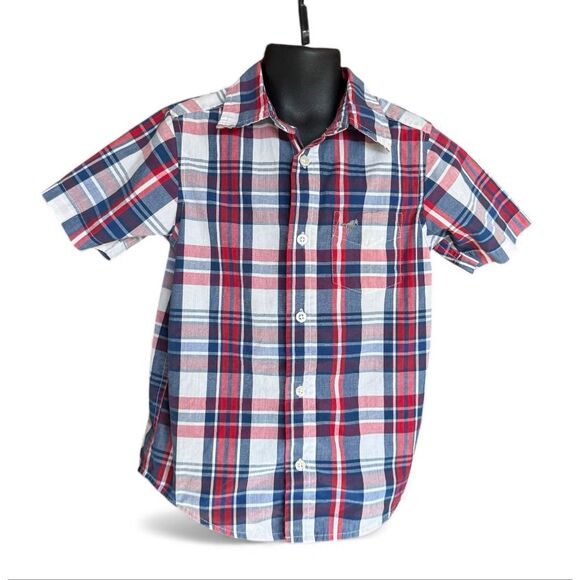 Youth Boys Wrangler Plaid Button Down Shirt - Sz XS 4/5 - Picture 1 of 1